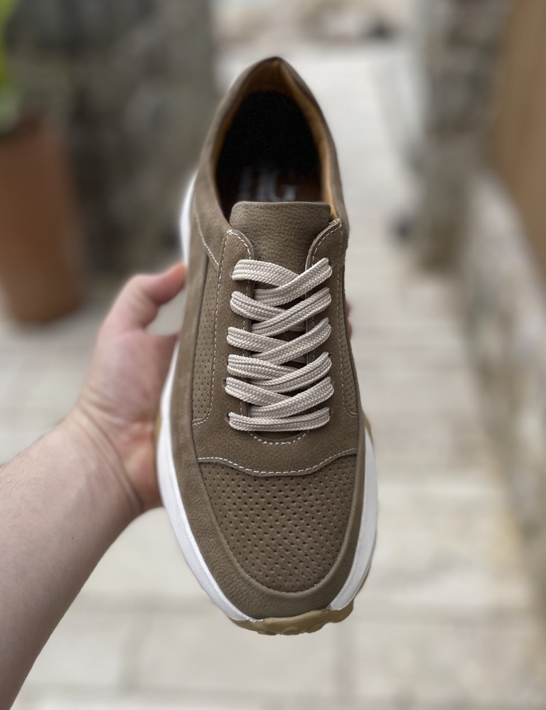 Ανδρικά πούρο δερμάτινα casual Sneakers με λευκή σόλα HG175545 φωτογραφία